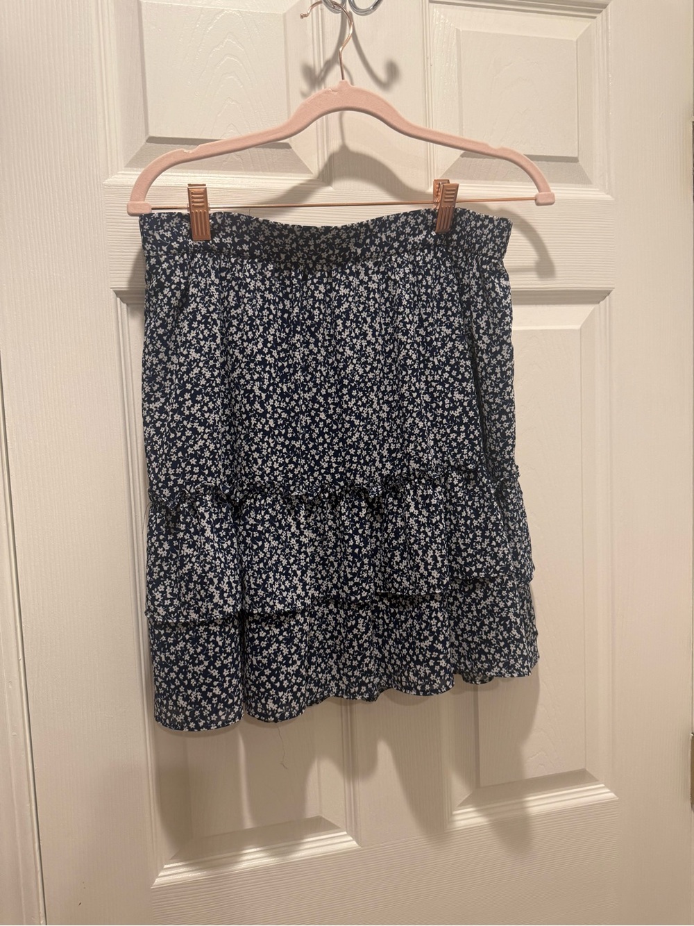 J. Crew Navy Blue Floral Ruffled Mini Skirt